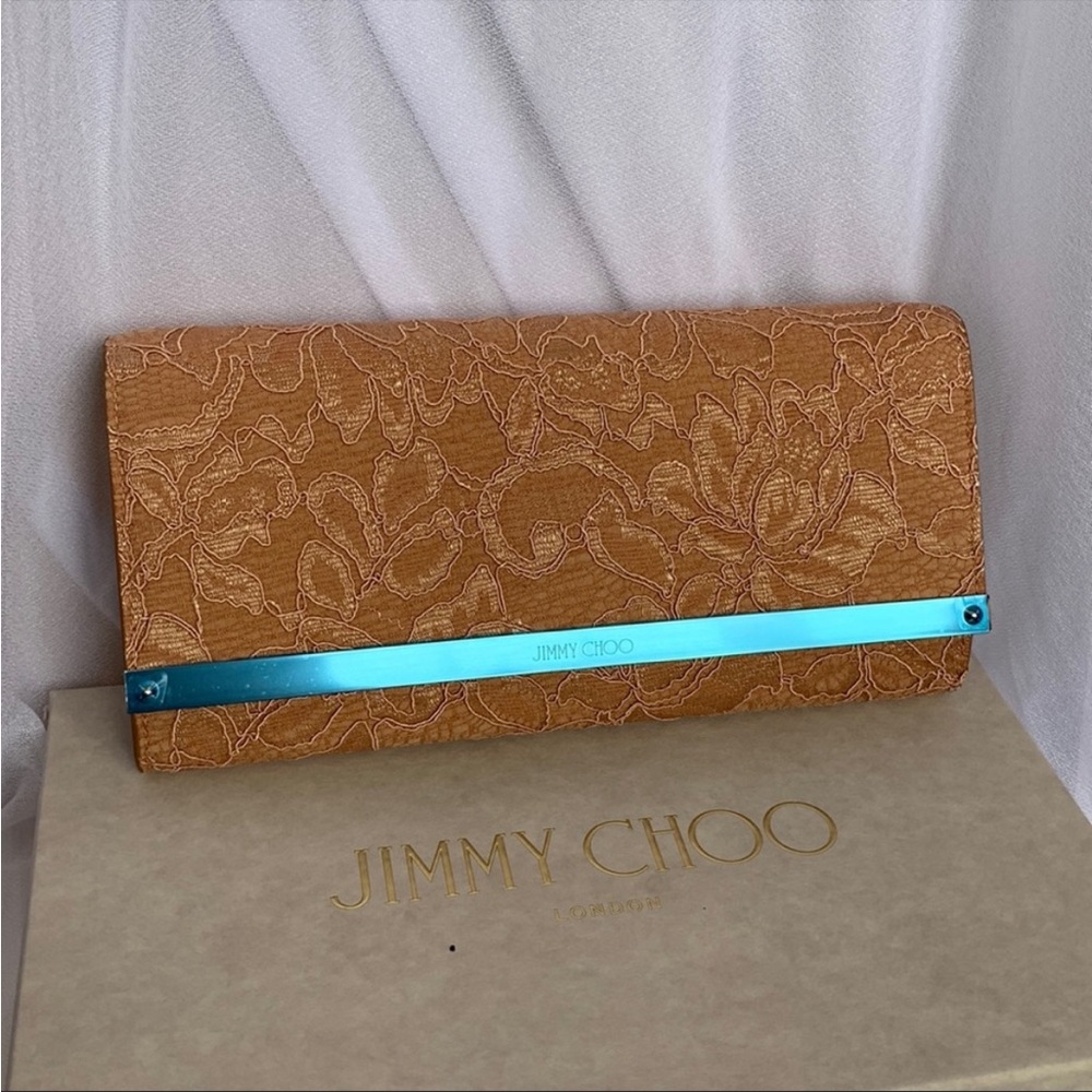 BRAND NEW JIMMY CHOO MILLA CROSSBODY CLUTCH POWDER PINK LACE